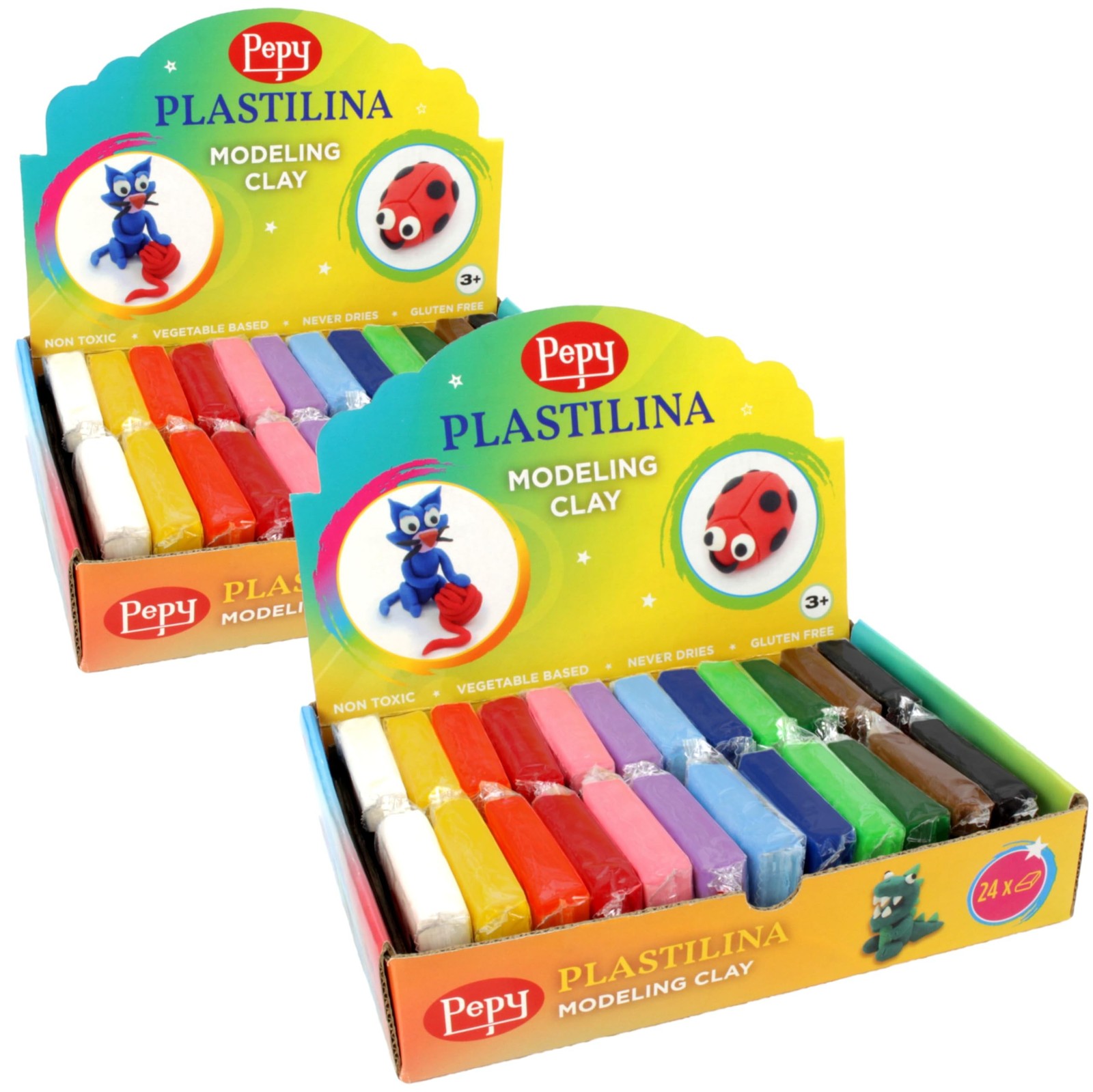 Pepy Plastilina Reusable and Non-Drying Modeling Clay Gift Set; Set of 48 Bar...