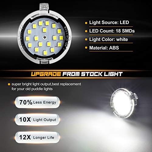 LED Side Mirror Puddle Light Ford F150 Explorer 6000K 2 Pack