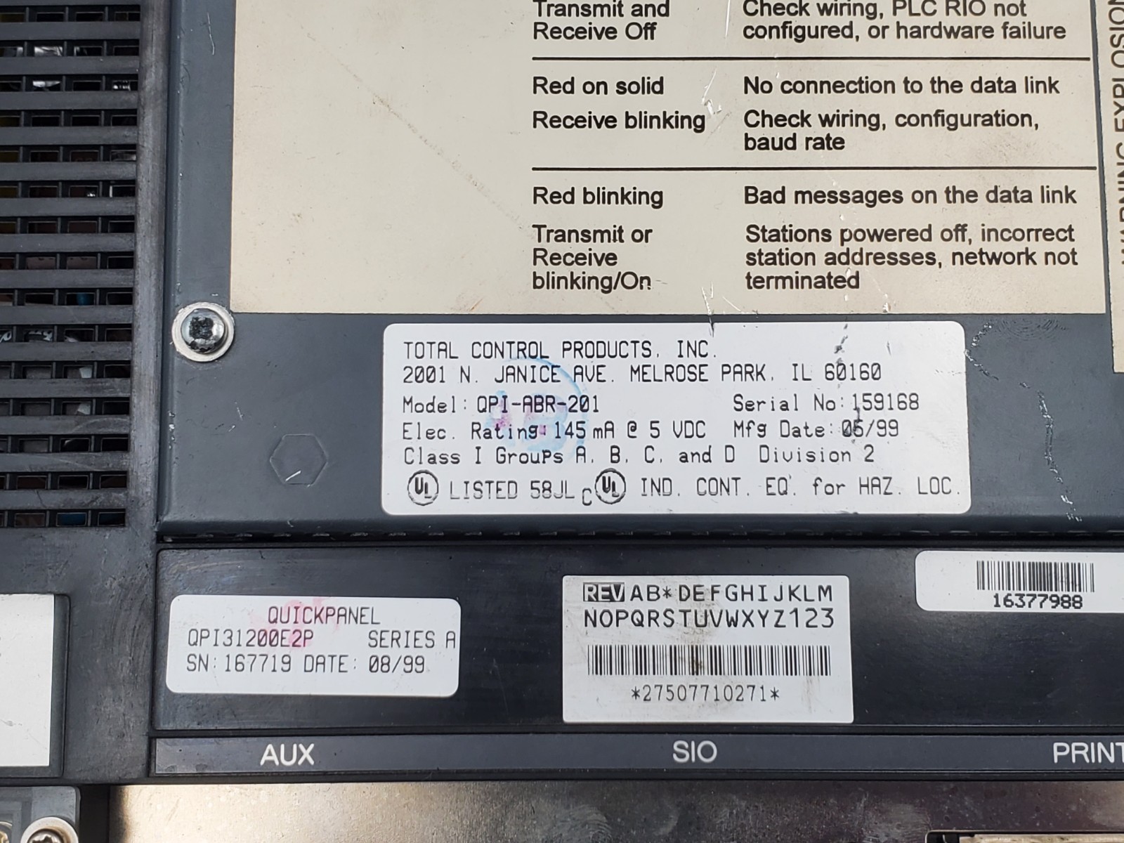 Total Control QPI31200E2P-A QuickPanel Operator Interface 9" 120V