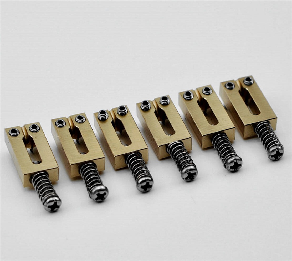 6 String Solid Brass Bridge Saddles For Fender Strat Tele 10.5MM/10.8MM