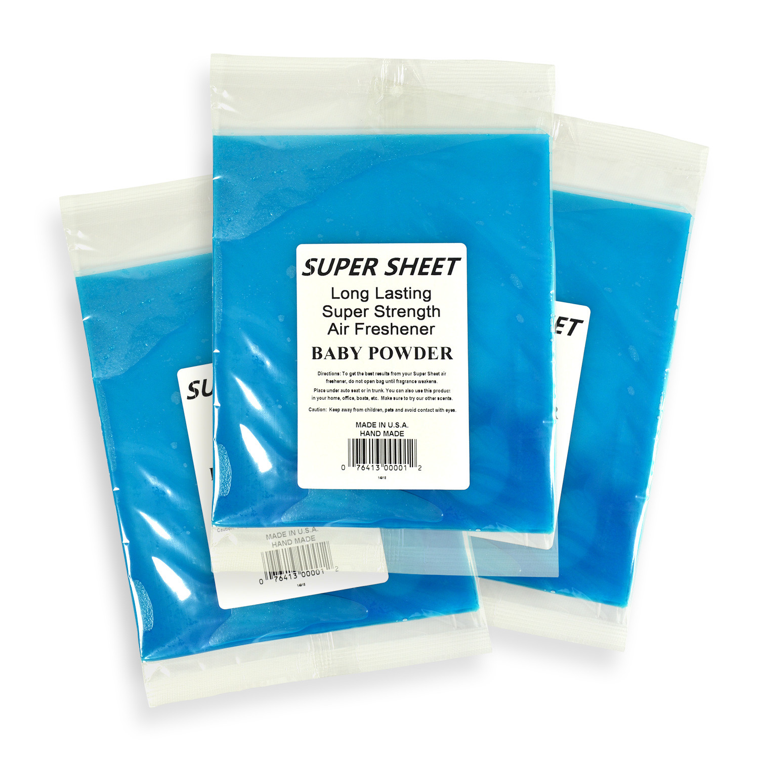 Jenray Super Sheet Large (8"x7") Under Seat Car Air Freshener, 3Pk (Baby Powder)