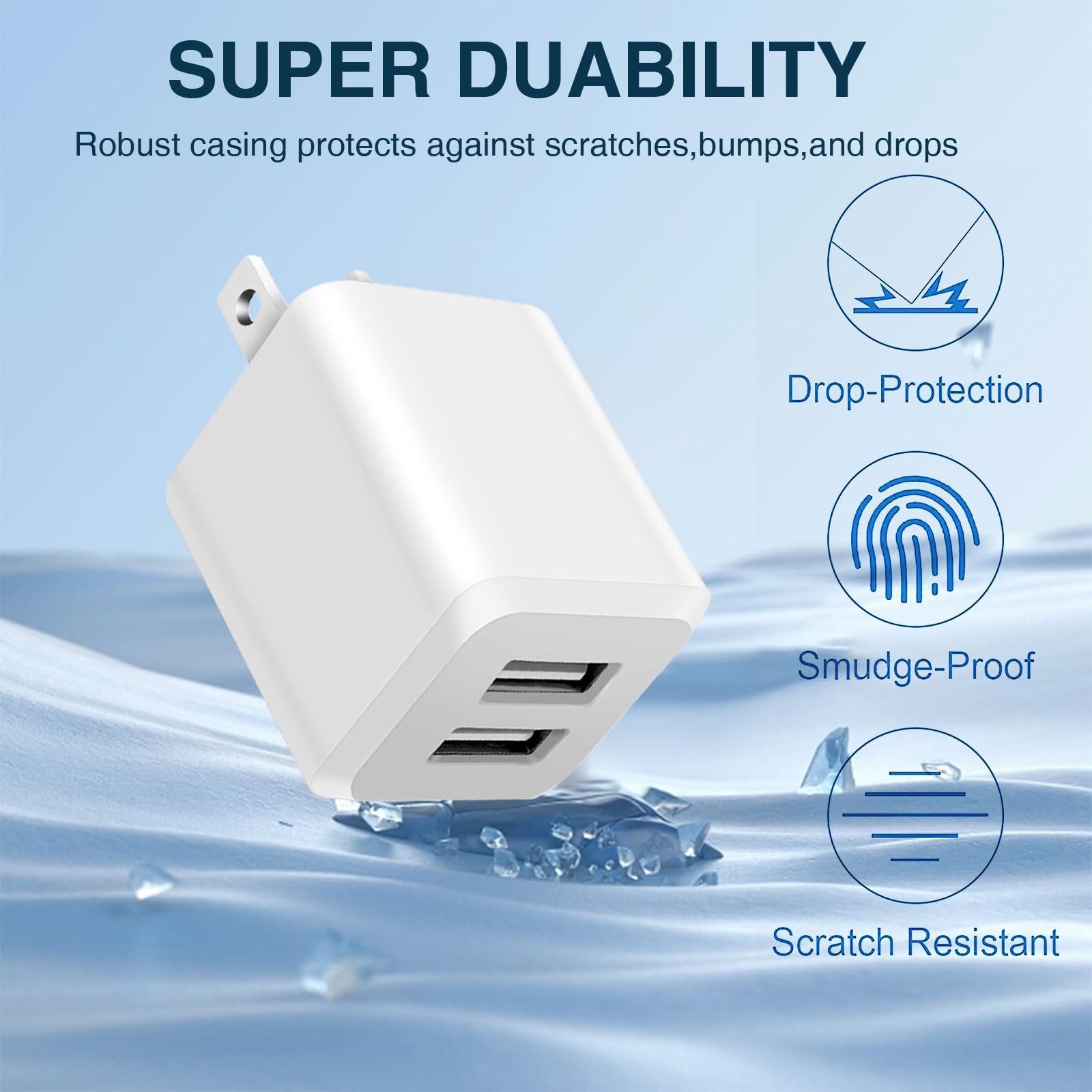 USB Wall Charger, Dual Port Cube Power Adapter Charger Plug Block Charging Bo...