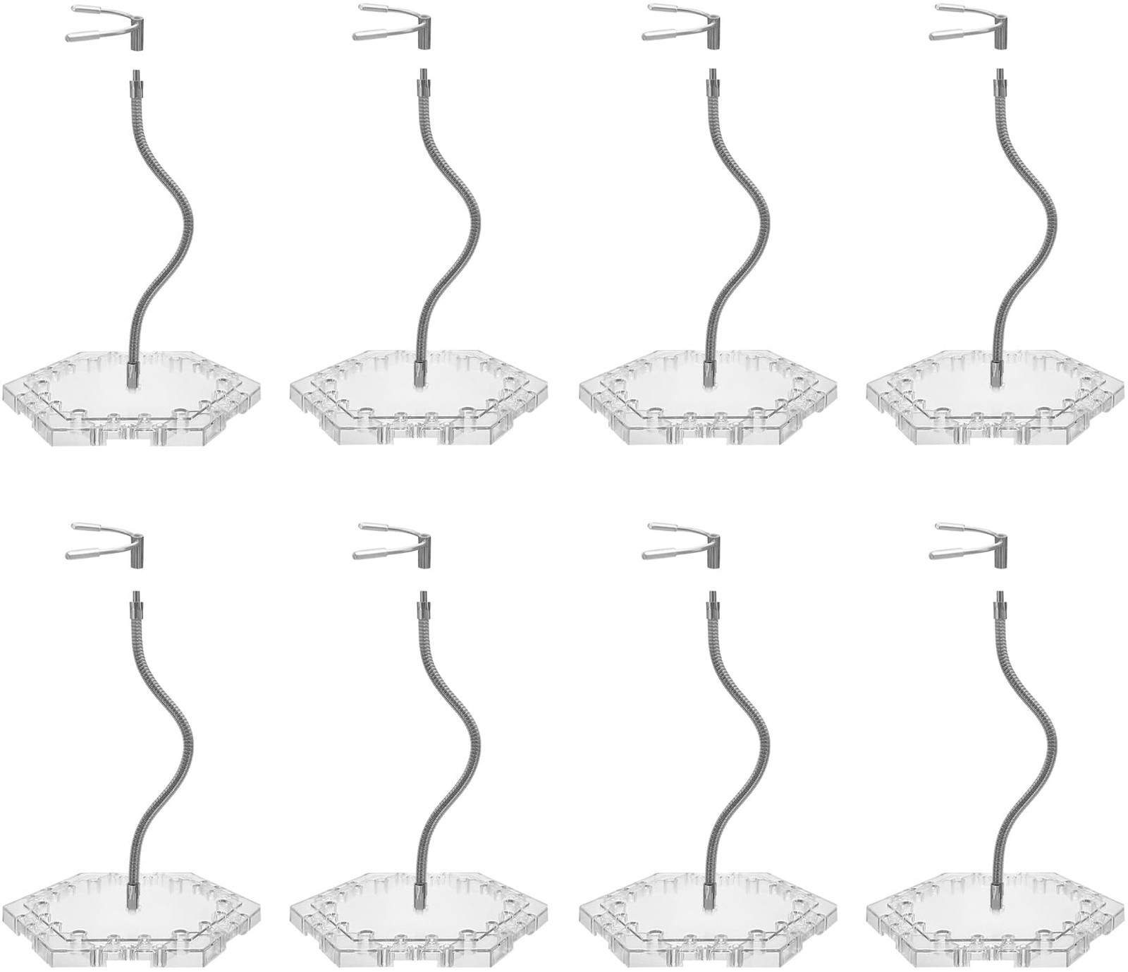 Zovelynta 8-Pack Clear Adjustable Action Figure Stand with Metal Clips 8 Pack