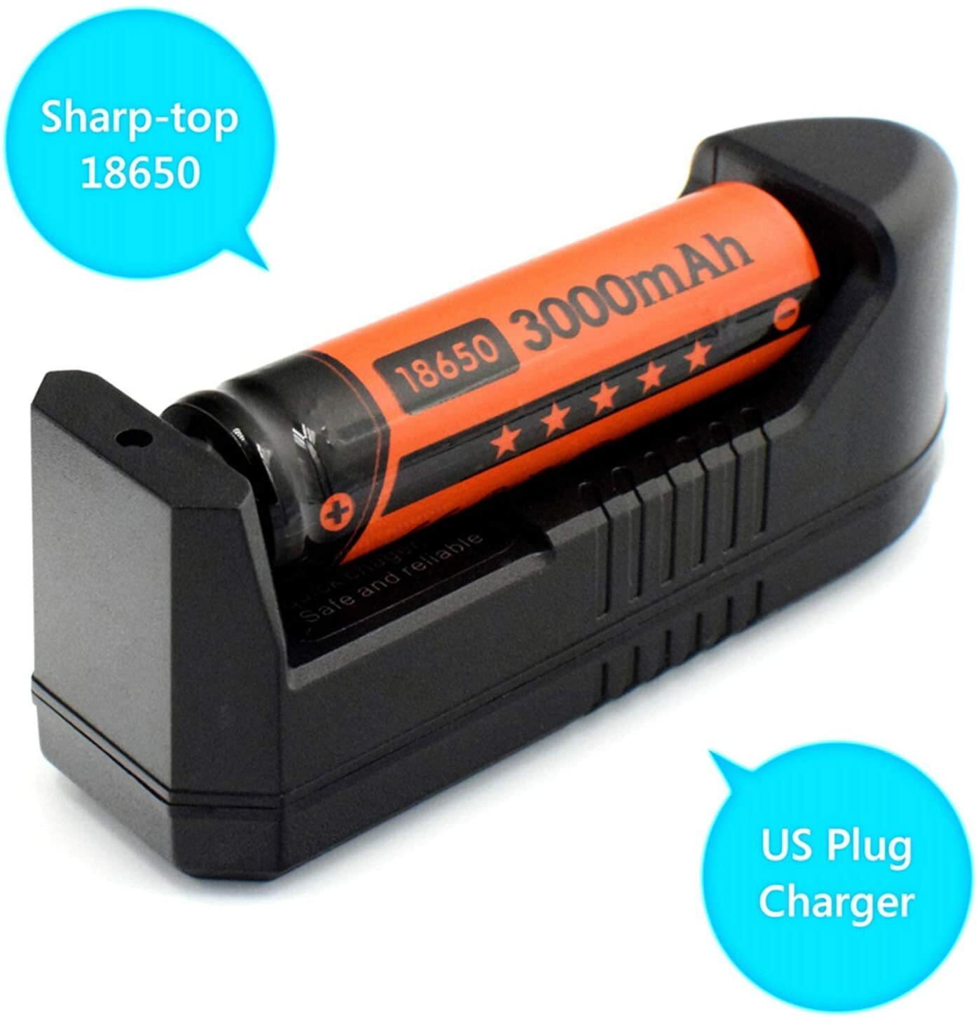 Single Slot Li-ion Battery Charger for AA/18500/16340/AAA Rechargeable Batt