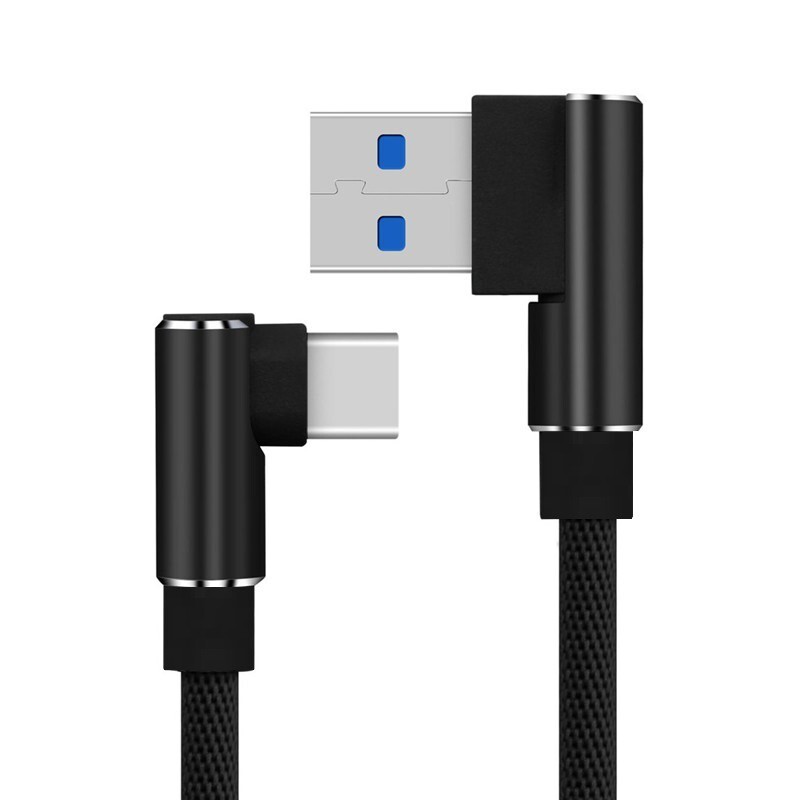 3/6/10Ft USB to Type-C 90 Degree Cable Fast Charger Charging Data Sync Cord Lot