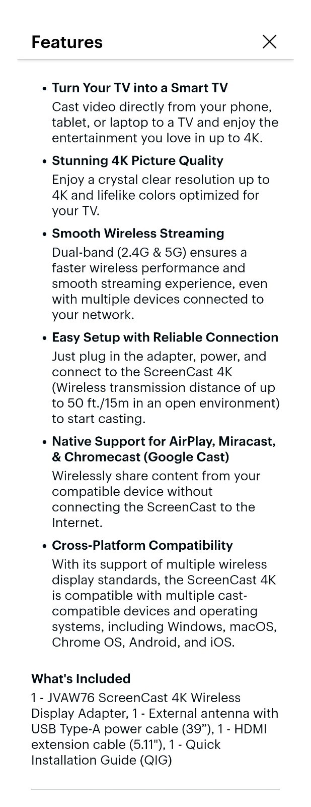 J5 Create Screen Cast 4k Wireless Display Adapter