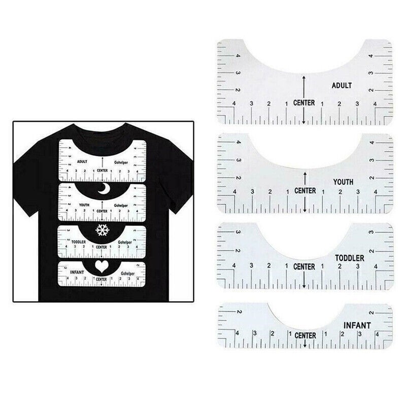4PCS T-Shirt Ruler Guide Centering HTV Alignment Tool for Cricut vinyl Decals