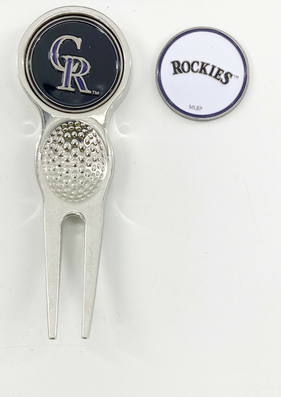 Baseball MLB Golf Divot Repair Tool Silver 2 Prong Ballmark Colorado Rockies