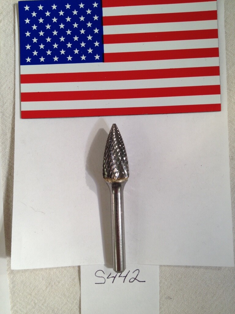 1 NEW FALCON / SGS 1/4" SHANK CARBIDE BURR. SG-5. DOUBLE CUT. USA MADE (S442)