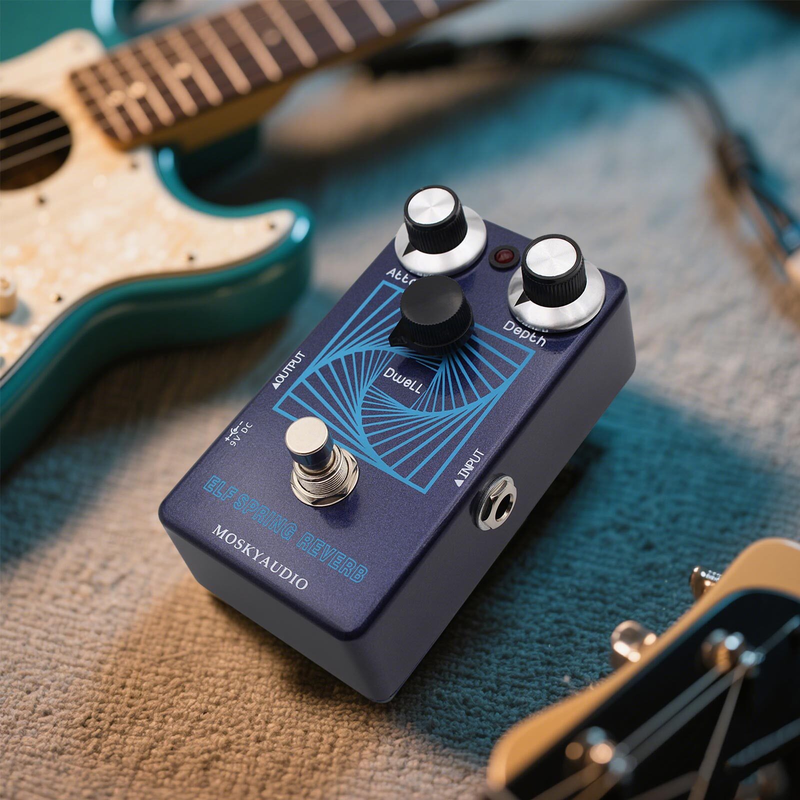 MOSKYAUDIO ELF SPRING REVERB Guitar Effect Pedal Attack/Depth Knob Slapback/Echo
