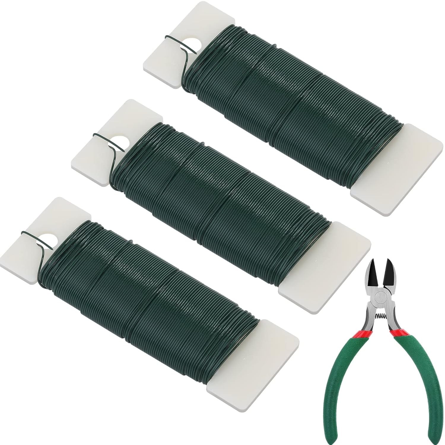 Flexible floral paddle wire for wreath craft and holiday decoration with cutter