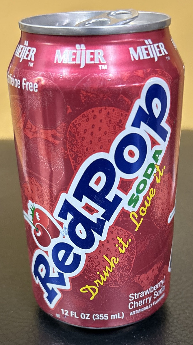 Vintage MEIJER RED POP SODA 12 Oz. Empty Aluminum Pull Tab Can