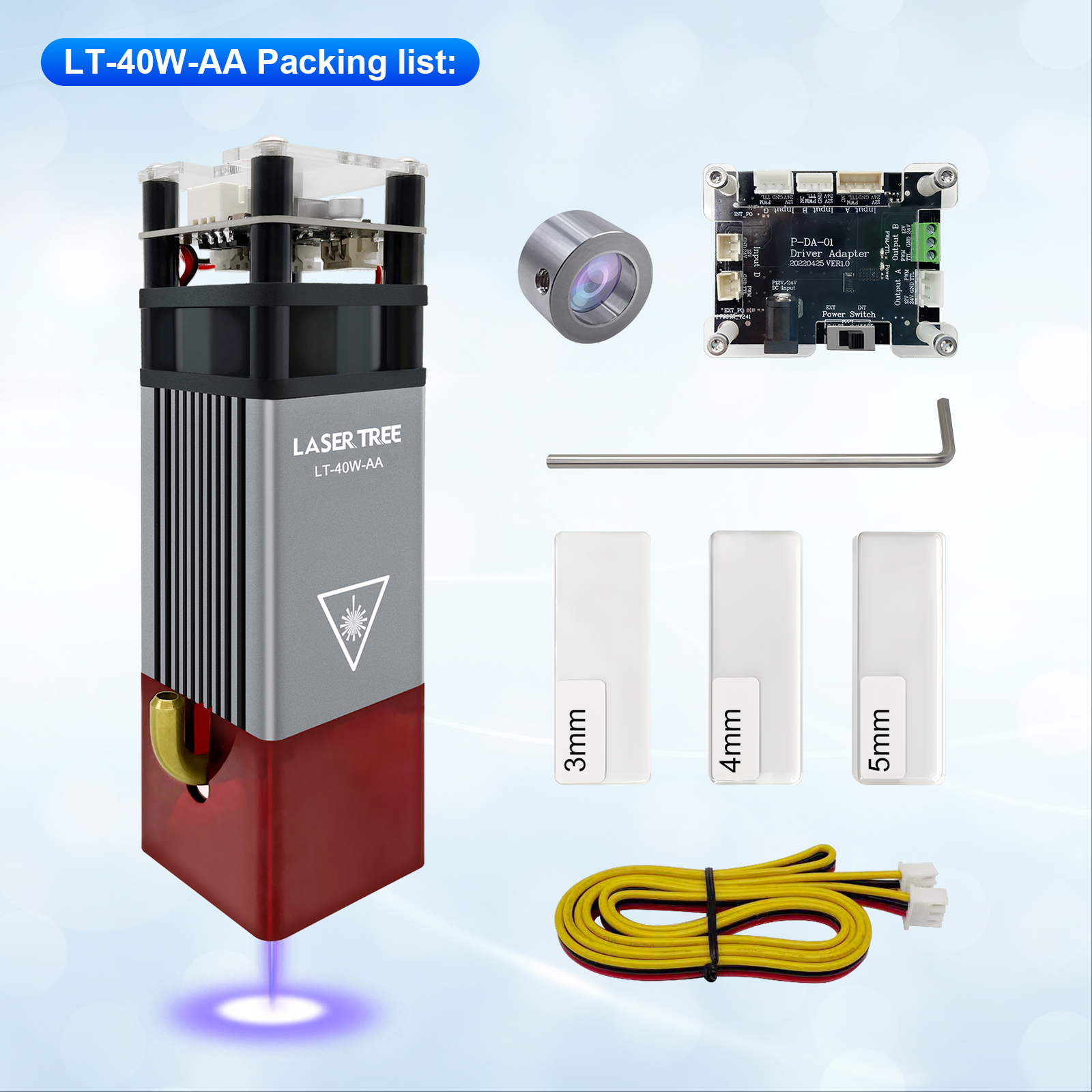 LASER TREE 5W 4W Laser Module Head 450nm TTL PWM for Laser Engraver Blue Light