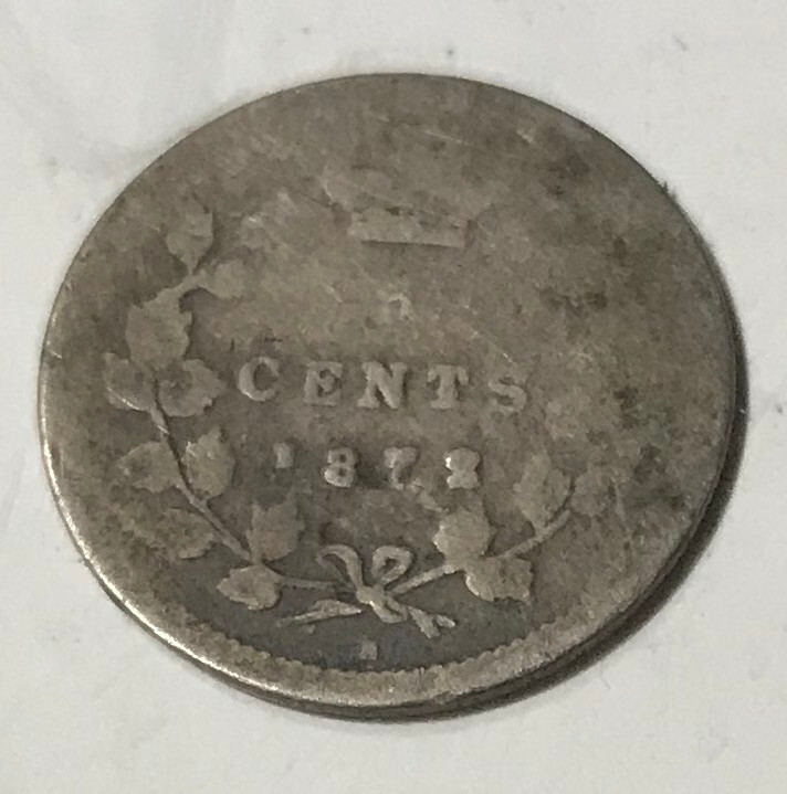 1872 Canada Silver 5 Cents Coin AG