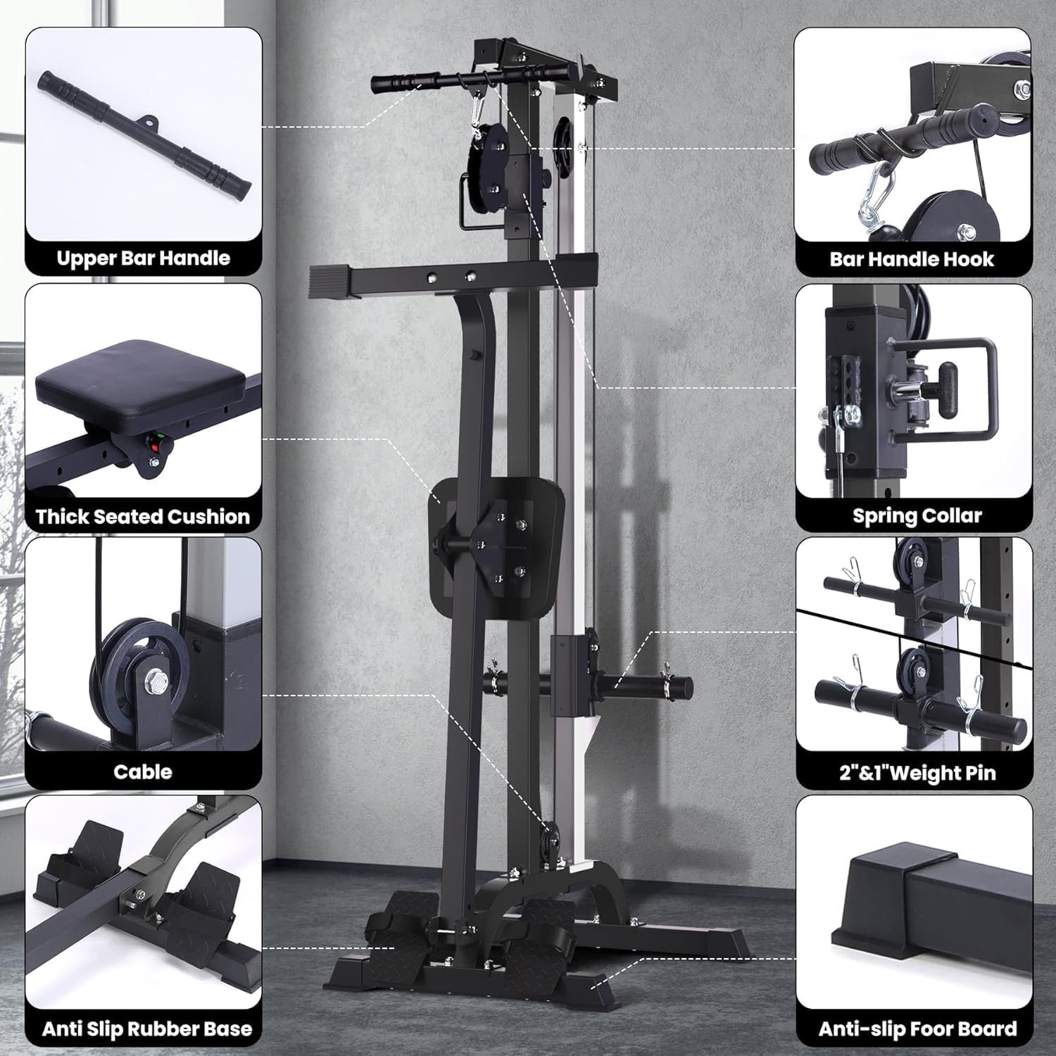 2in1 Rowing & Cable Machine ,LAT Pull Down & Low Row Cable Machine for Home Gym