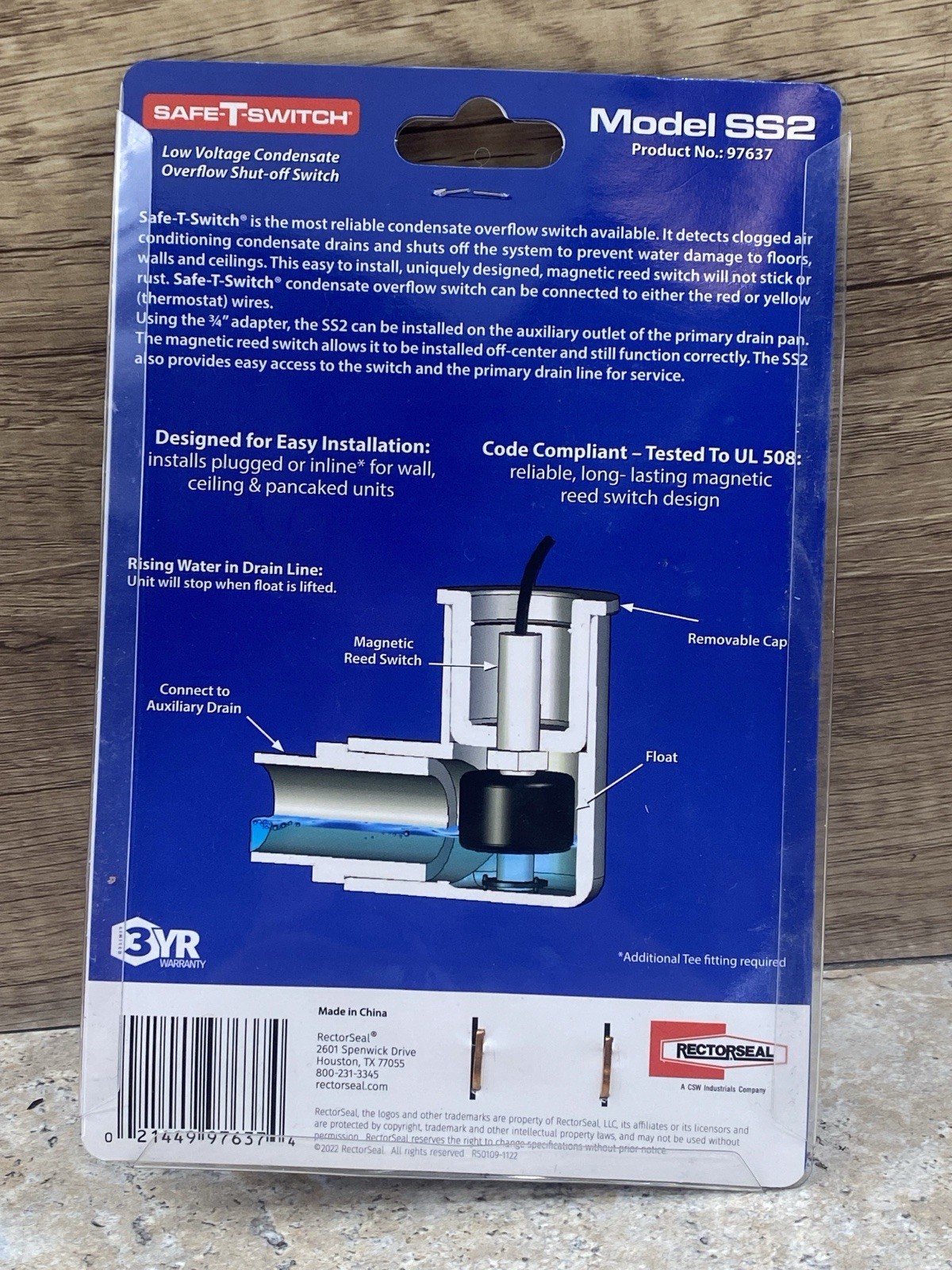 SAFE-T-SWITCH MODEL SS2 Condensate Overflow Shut Off Switch