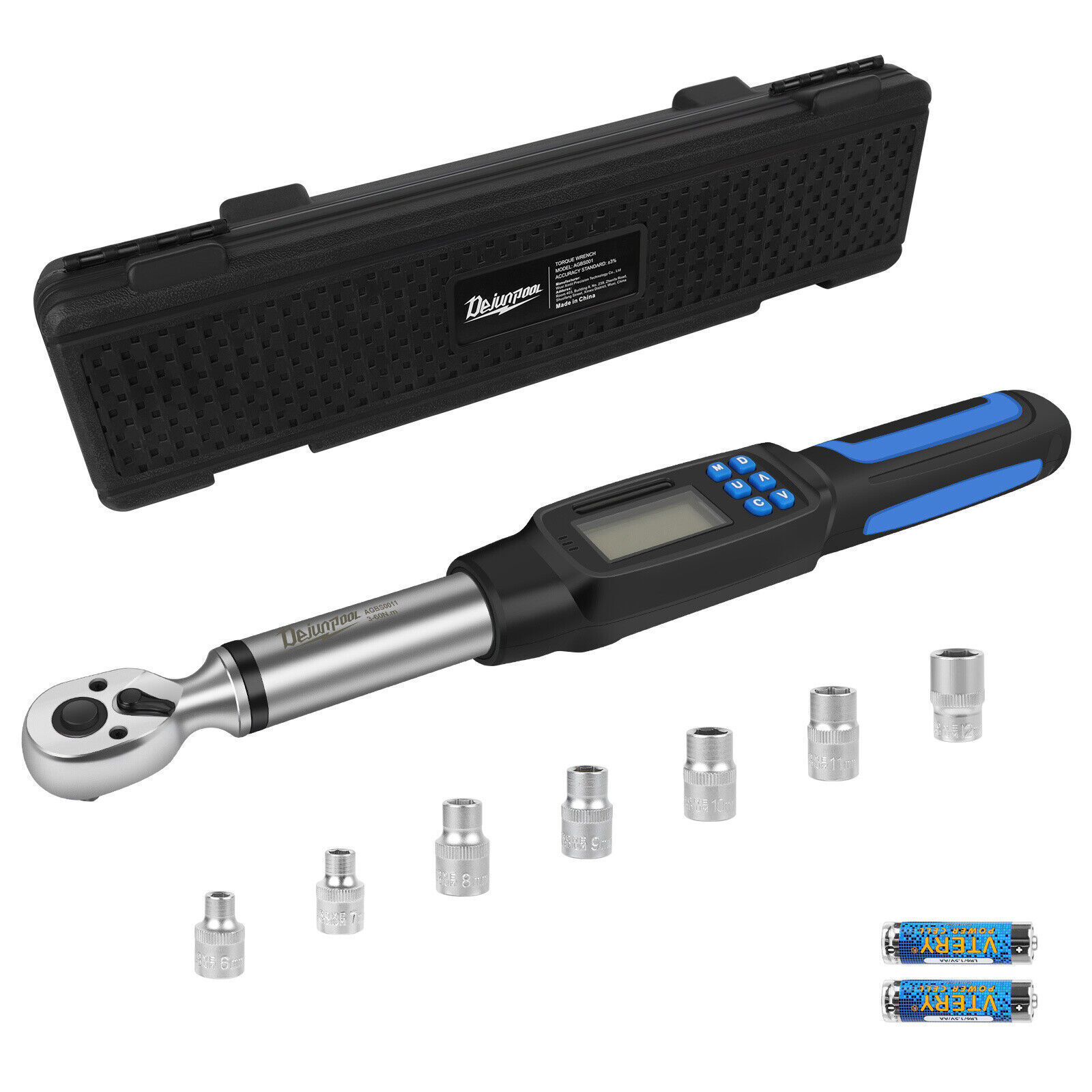 ✅3/8" Drive Digital Torque Wrench 3-60Nm Electronic Wrench with 2*batteries