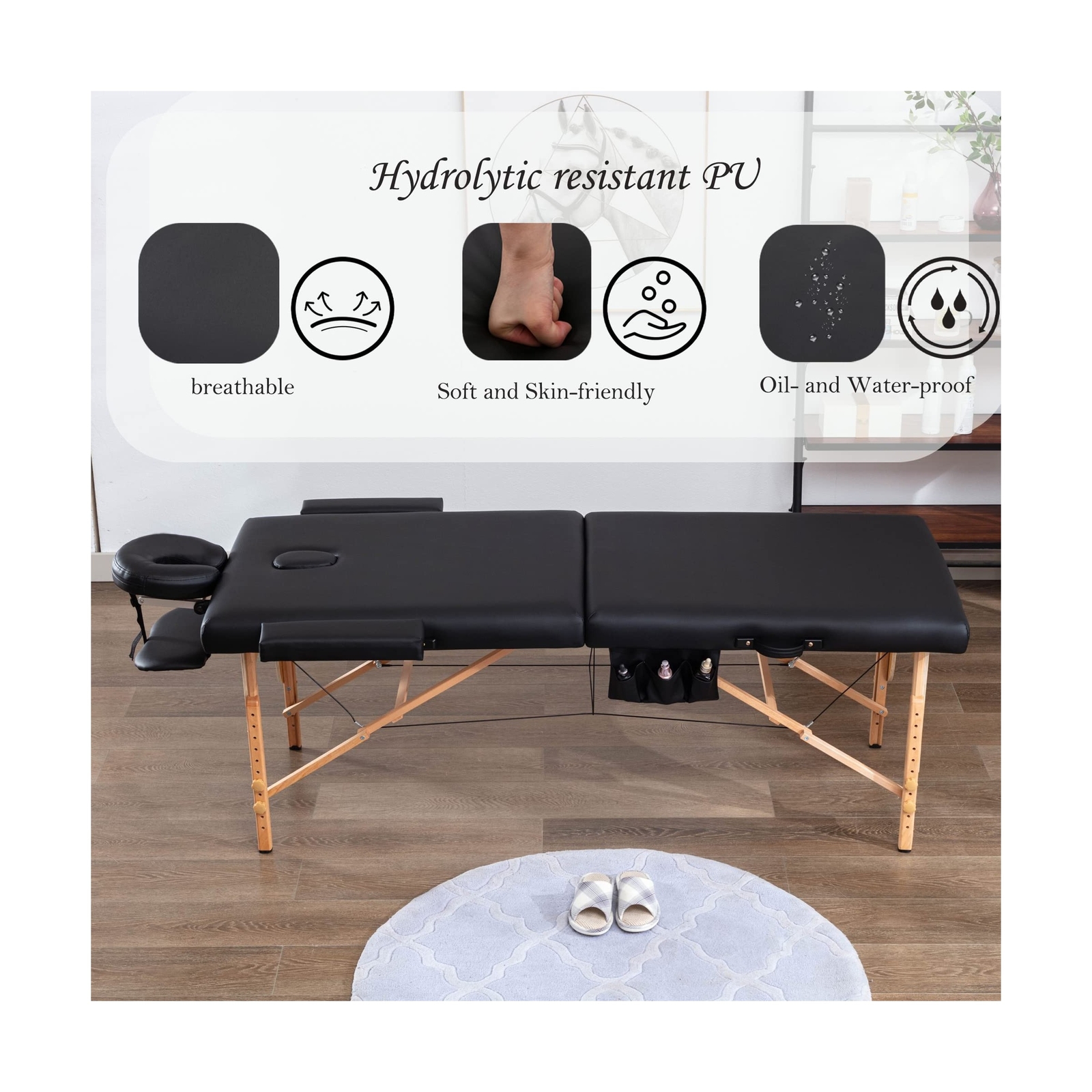 KCC Memory Foam Massage Table Premium Portable Foldable Massage Bed Height Ad...