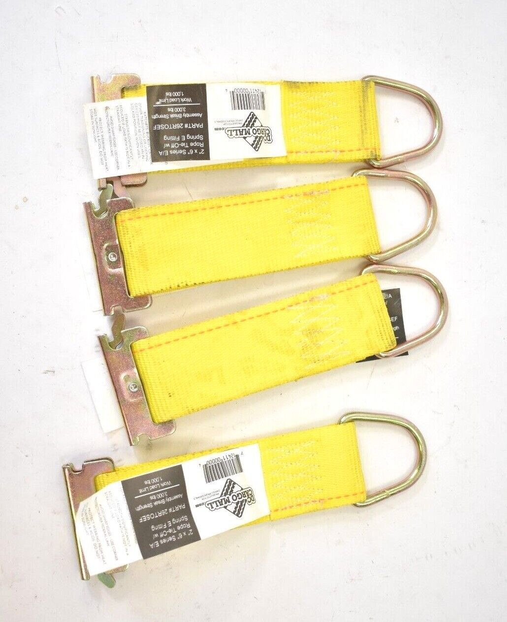 Lot Of 4 DC Cargo Mall Yellow Rope Tie off Cargo Tie-Down Attachment 2" x 6"