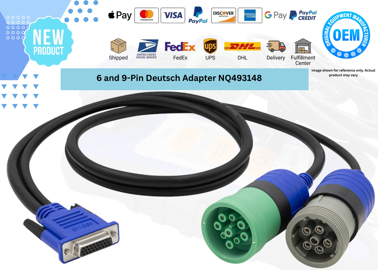 New Nexiq 6 and 9-Pin Deutsch Adapter NQ493148 (OEM Part)