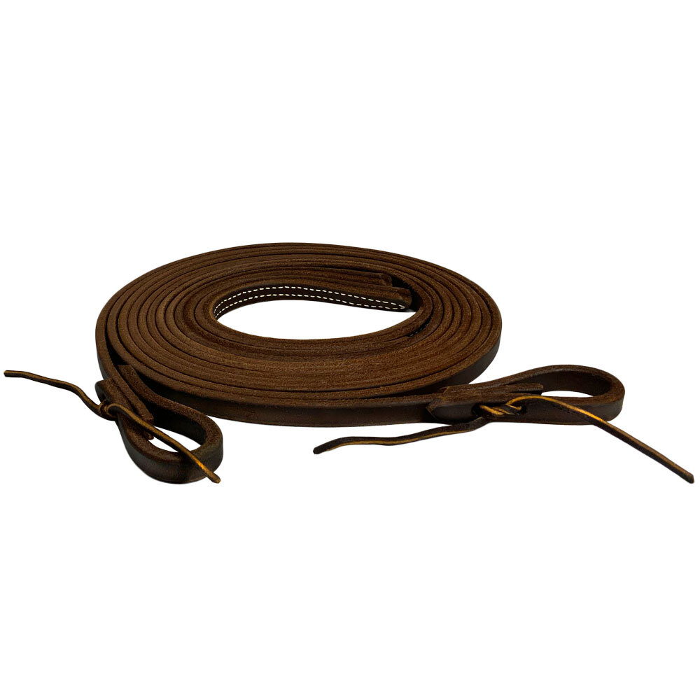 8' x 1/2" Oiled Harness Leather Split Reins w/ Weighted Ends
