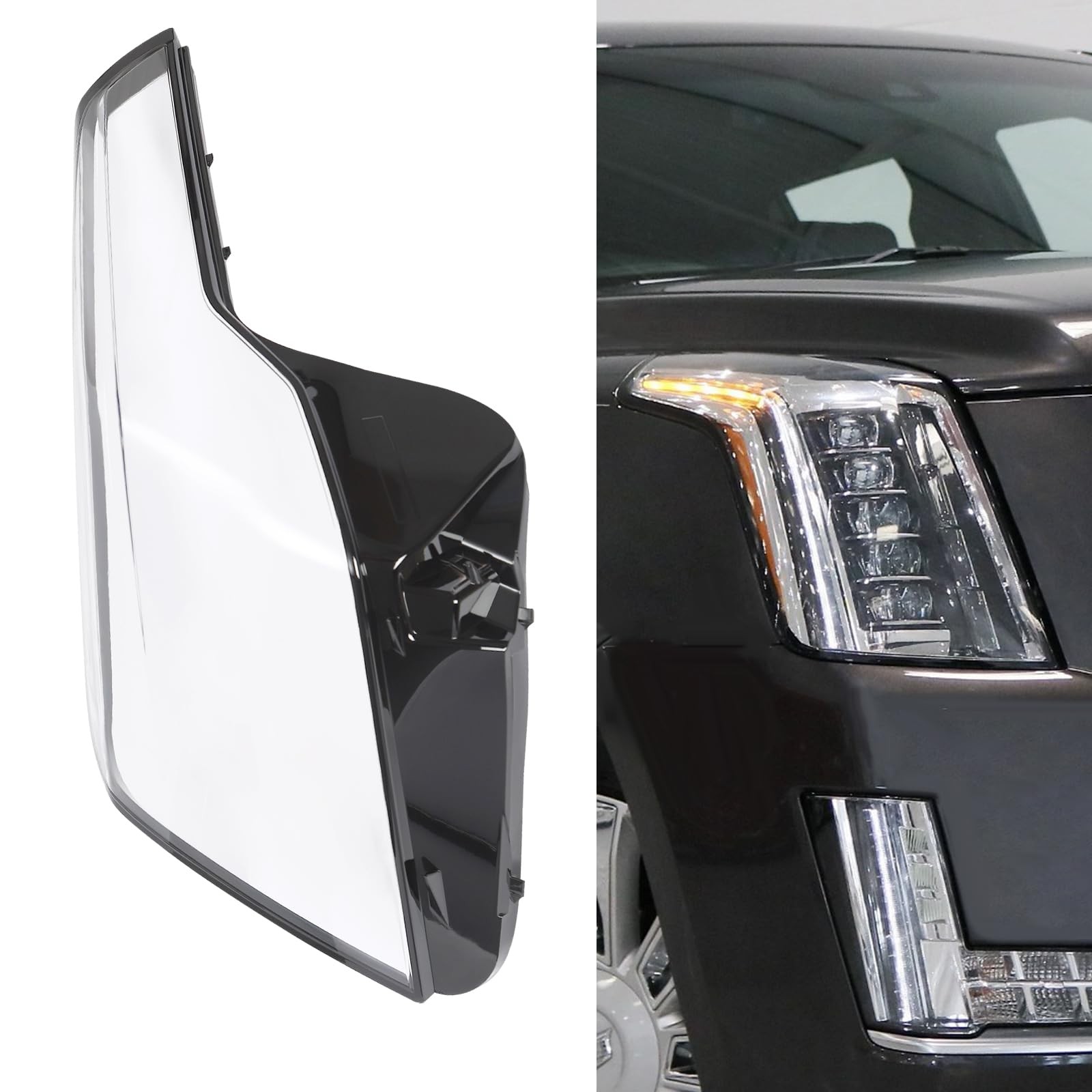 Passenger Side Headlamp Lens Cover 2015-2020 for Cadillac Escalade Replacement