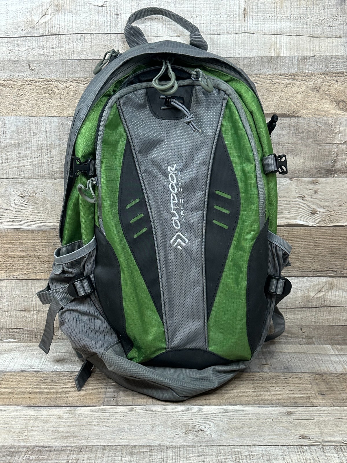 Outdoor Products Backpack Multi Pockets Green Hydration Backpack No Bladder 18"