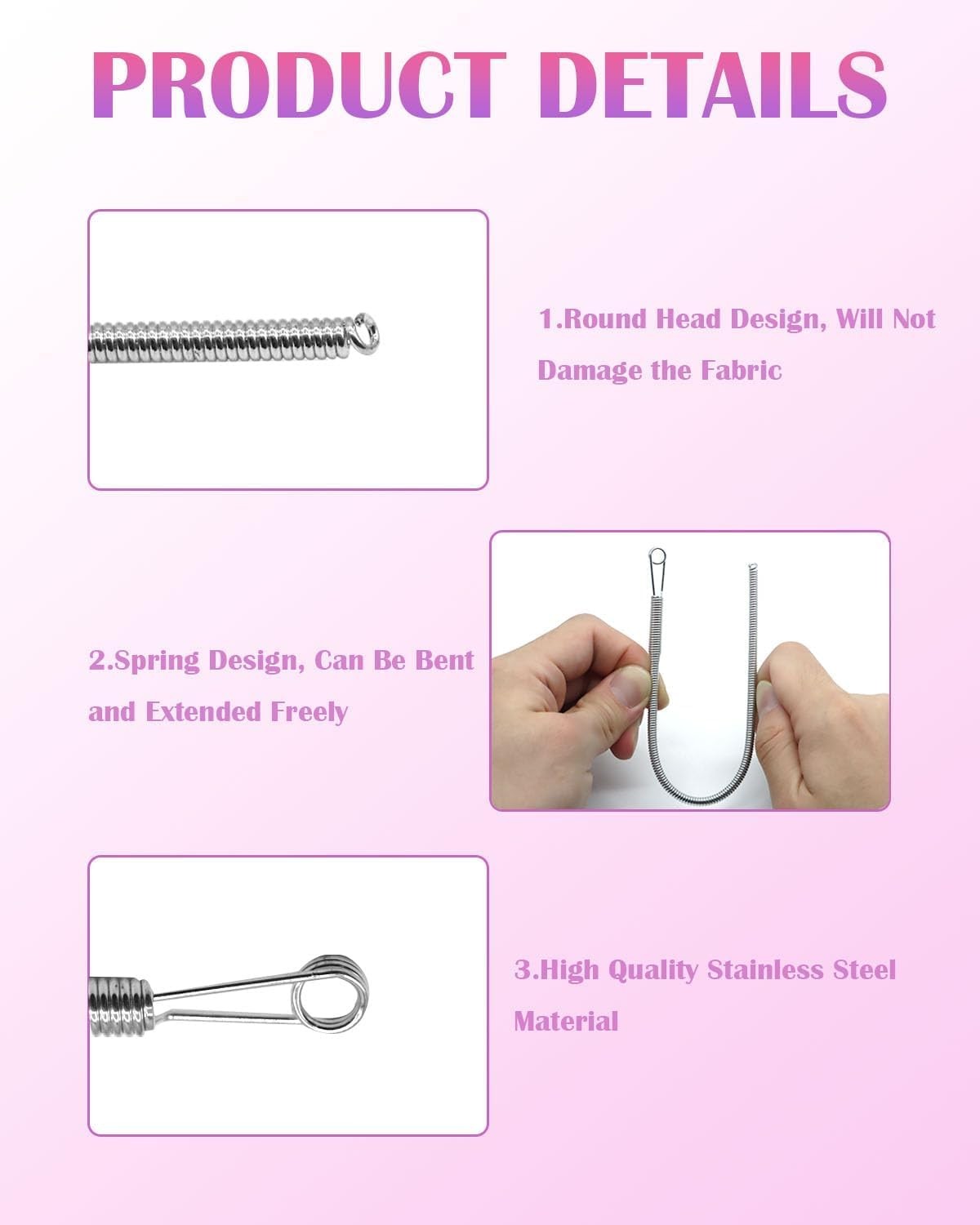 Spring Drawstring Threader,4Pcs Flexible and Elastic Drawstring Threader Tool DI
