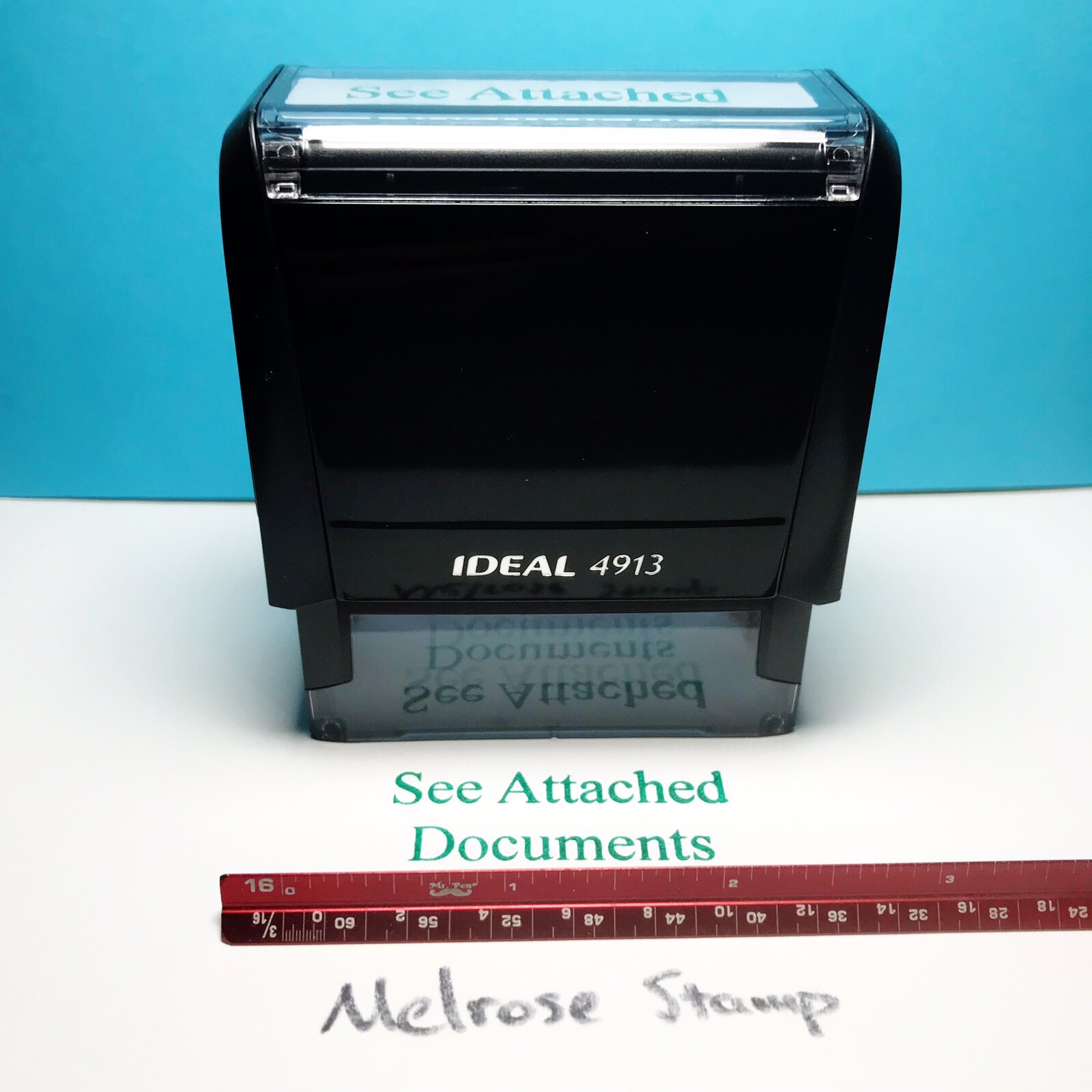 See Attached Documents Rubber Stamp Green Ink Ideal 4913