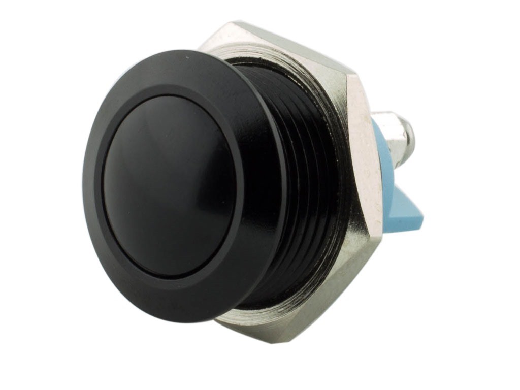 MB16D ATI 16mm Black Metal Push Button Switch Screw Terminal Domed Top