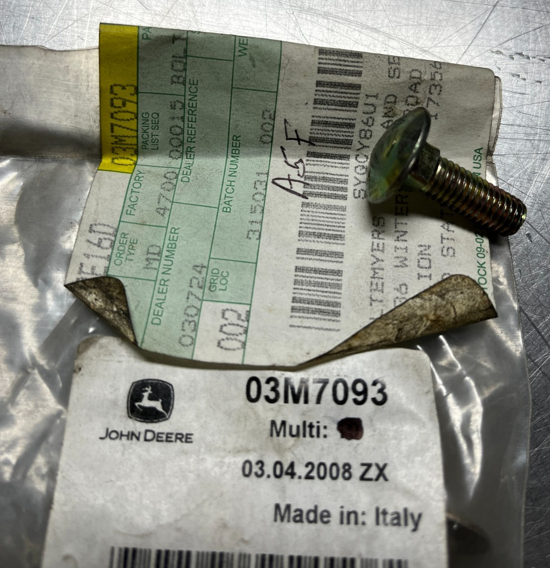 03M7093 GENUINE OEM John Deere BOLT