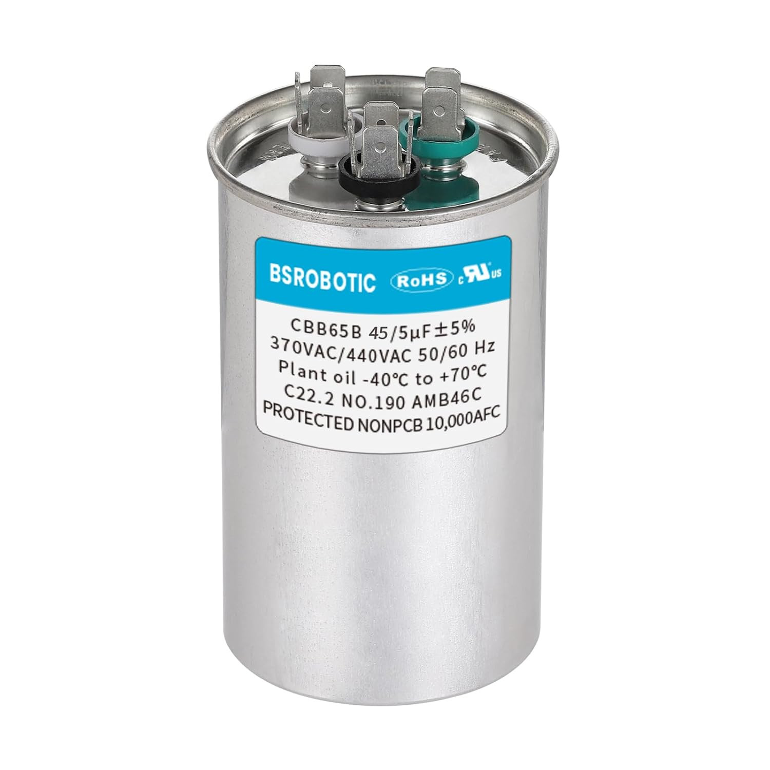 45/5 440V CBB65B AC Capacitor - 45+5 Uf ±5% MFD 370/440 Volt Dual Run round Capa