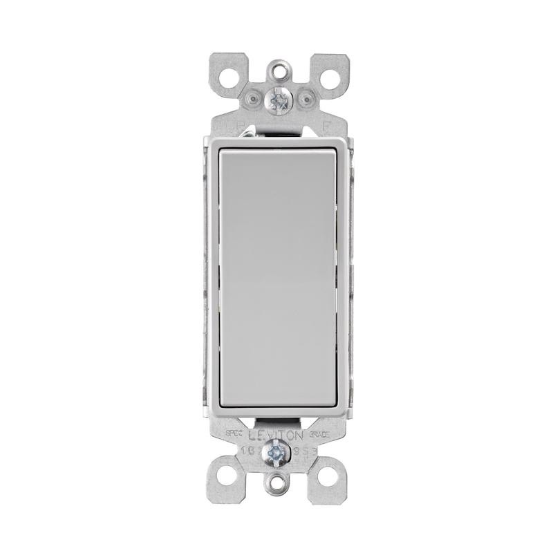 Leviton Decora Rocker Switch 15A Single Pole Light Gray 1 Pack