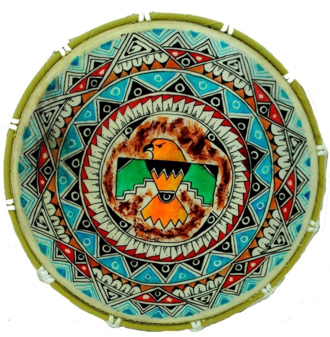 Handmade Native American Style Hand Tambour Tambourine Drum & Stick Fair Trade