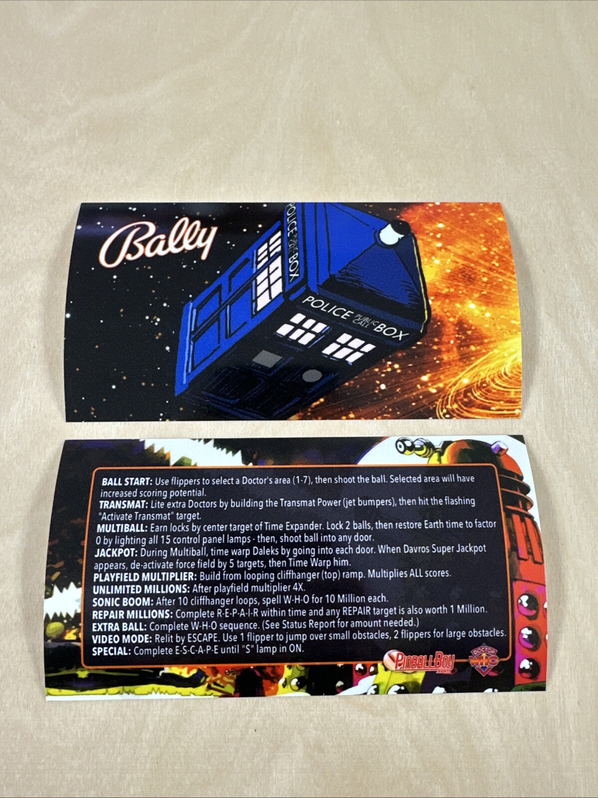 Bally Doctor Who Pinball Apron Cards