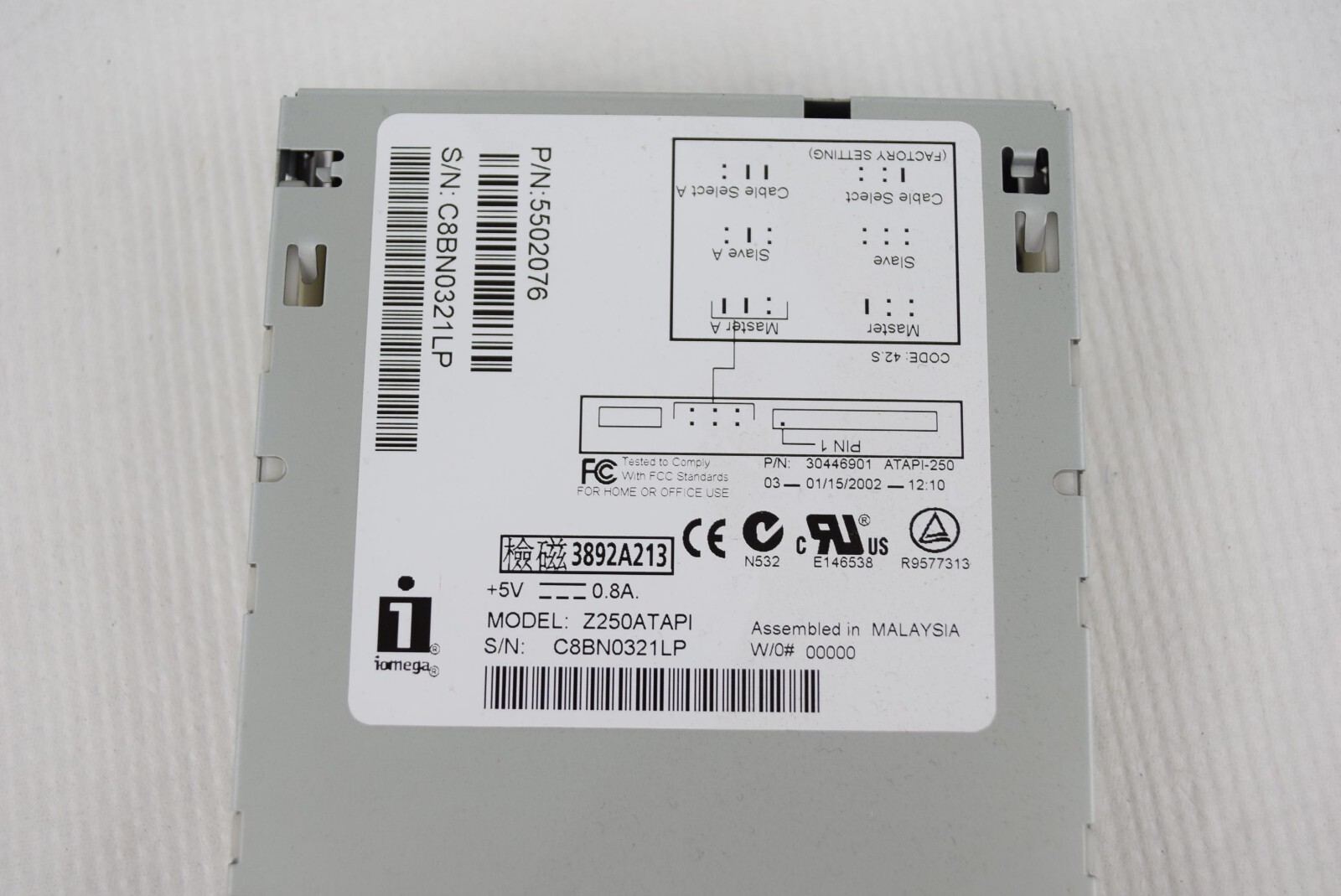 Zip250 Z250ATAPI Internal 250 MB Drive White