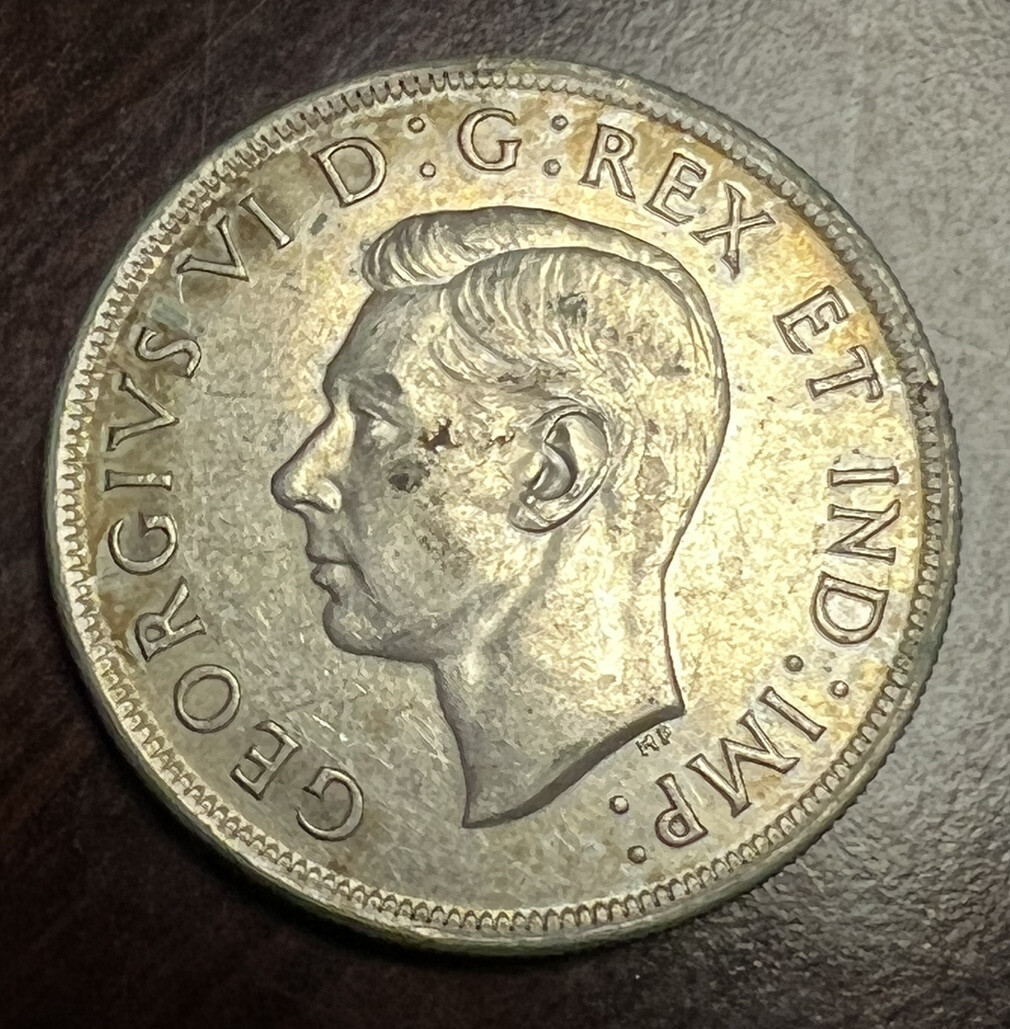 1939 CANADA 1 DOLLAR GEORGE VI ROYAL VISIT SILVER TONED BU UNC