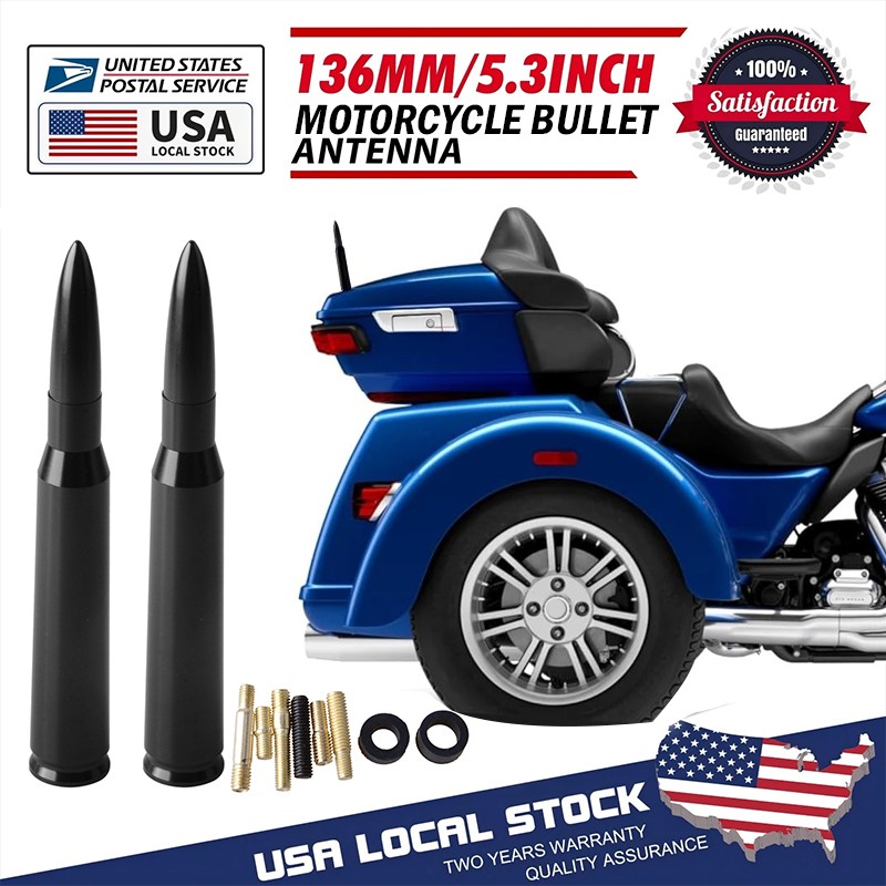 2PCS 50 CAL Bullet Style Antenna Mast Power AM/FM for TOYOTA TUNDRA TACOMA BLACK