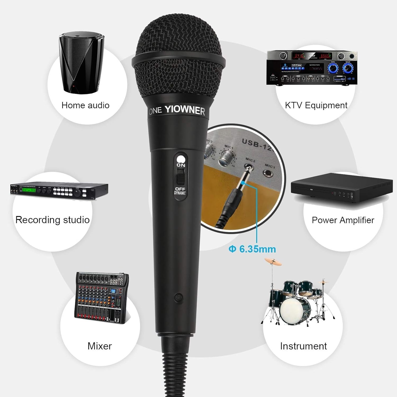 Wired Handheld Karaoke Microphone Dynamic Mic with 2.5m Cable