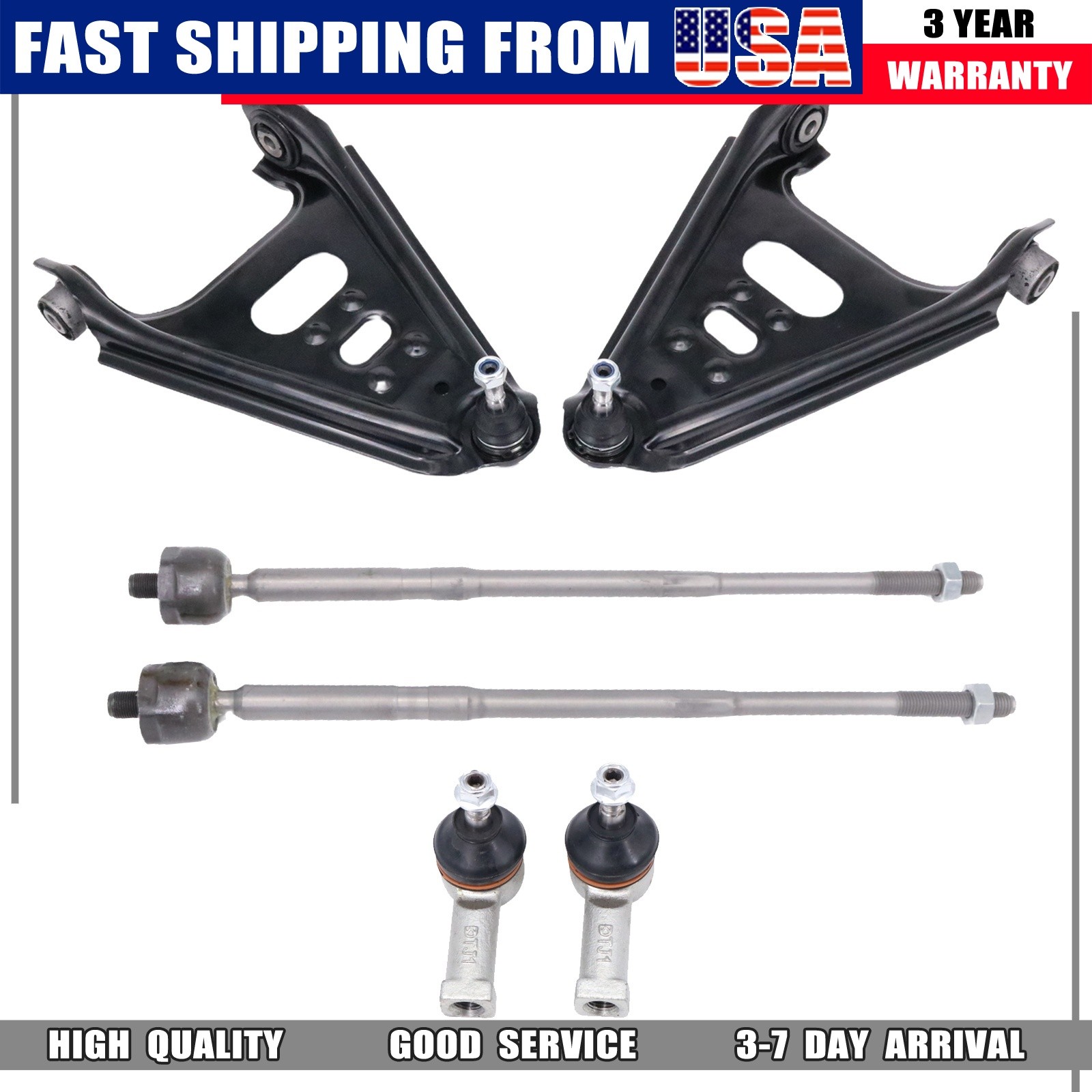 6x High-Quality Control Arms Tie Rods Ball Joints Kit For 2008-2013 Smart ForTwo
