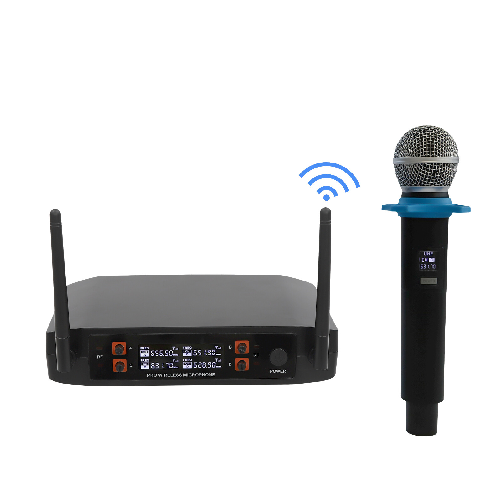 4 Channel Wireless Microphone Pro Audio System UHF Handheld Dynamic Mic Party
