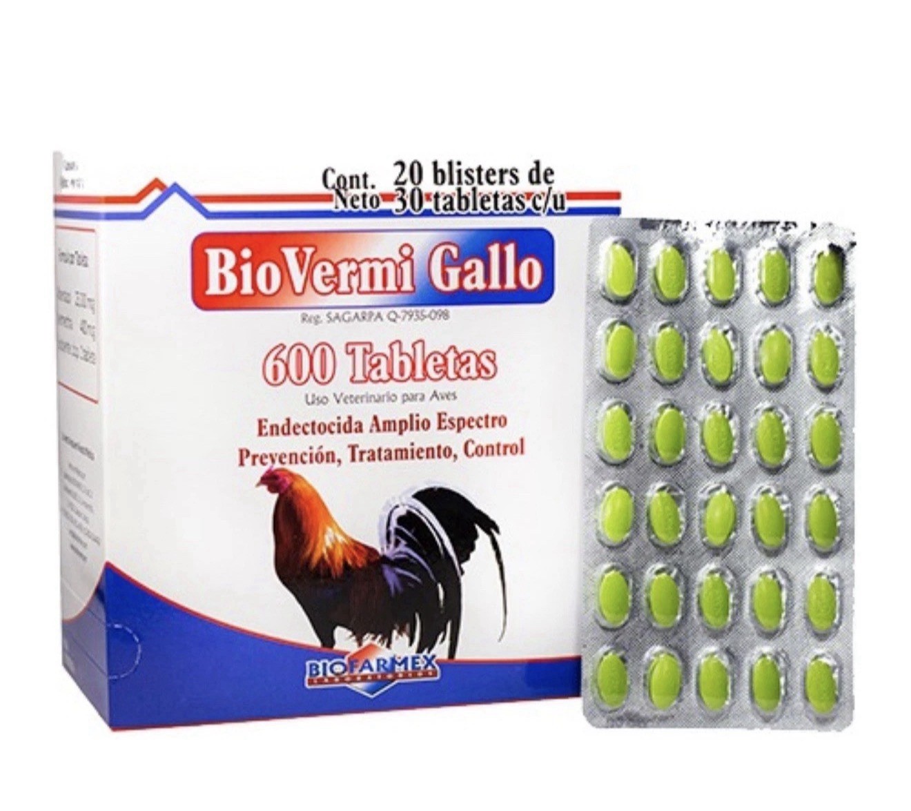 Biovermi Gallo Aves 2 Blíster Total 60 Tablets Desparasitante Natural