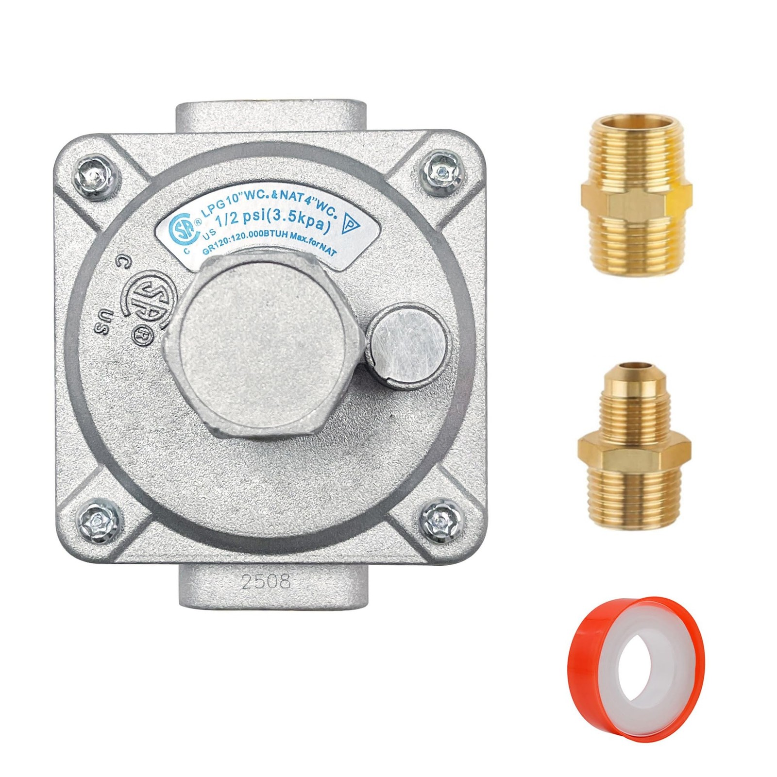 1/2" Gas Pressure Regulator, Natural Gas and Liquefied Interchange Pressure R...