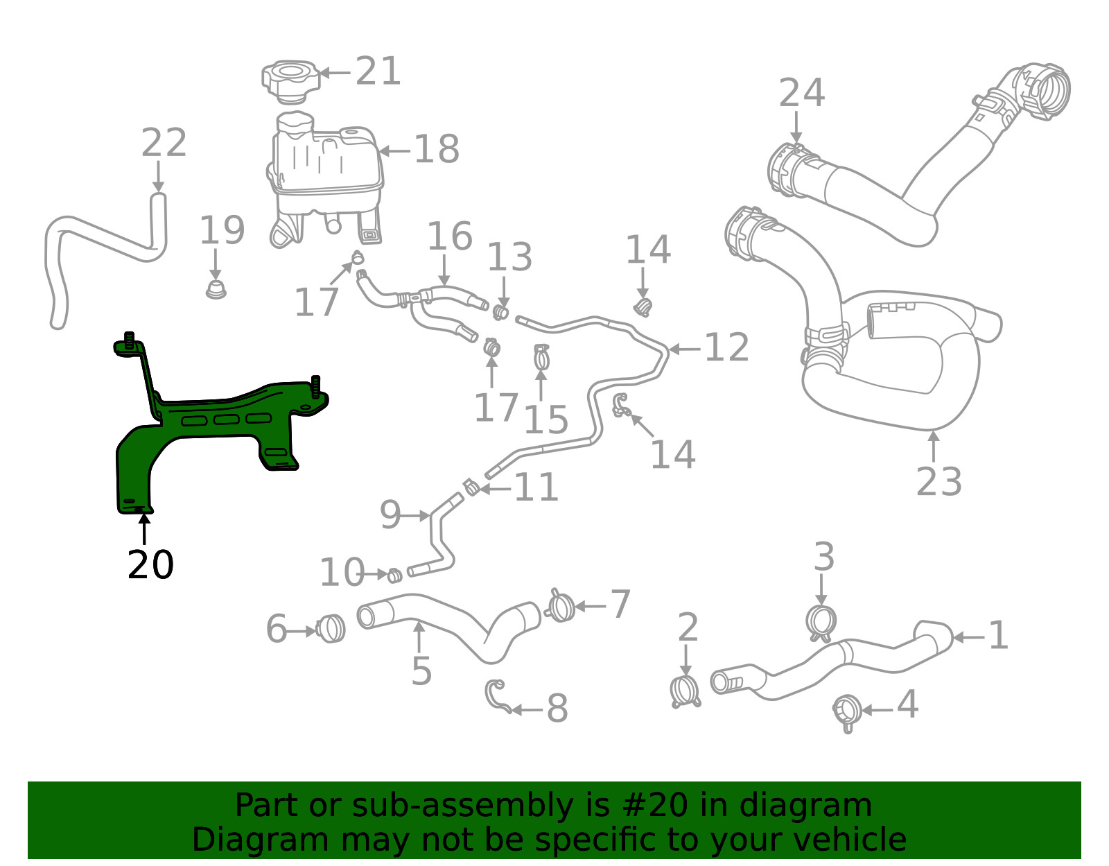 Cadillac OEM 2020-2022 CT4 Radiator Surge Tank Bracket 84805610 New in package