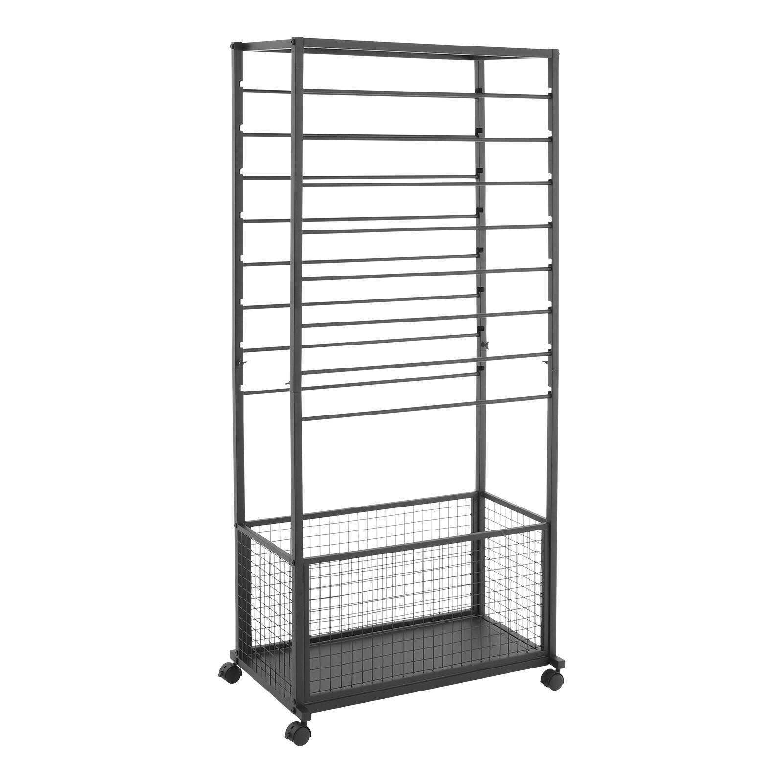 16-Tier Double-Sided Ribbon Holder Organizer Rack Ribbon Storage Holder W/ Wheel