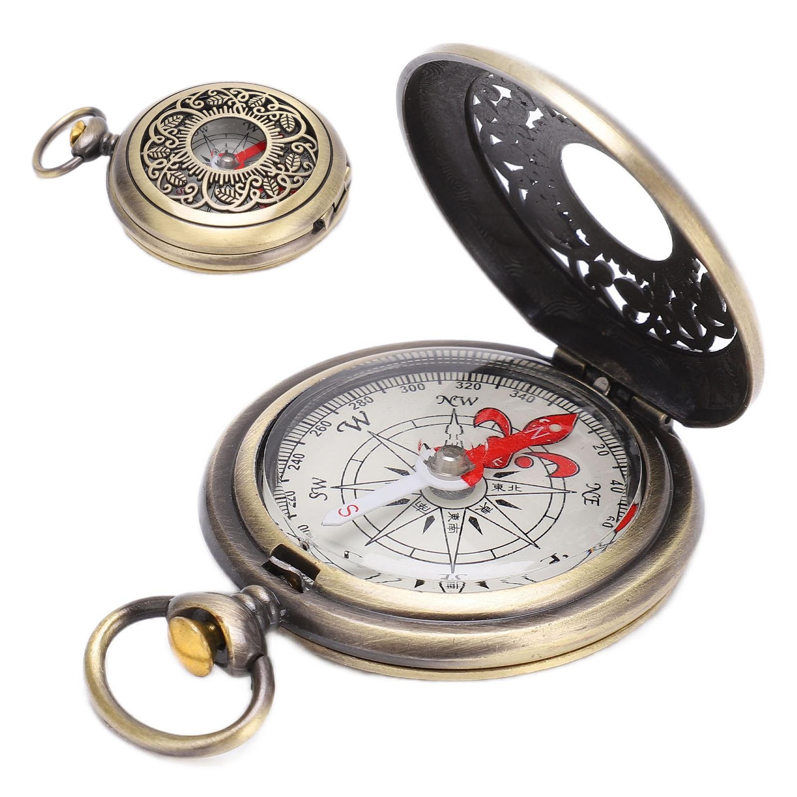 Compass New Outdoor Camping Hiking Portable Pocket Brass Gold Color Copper