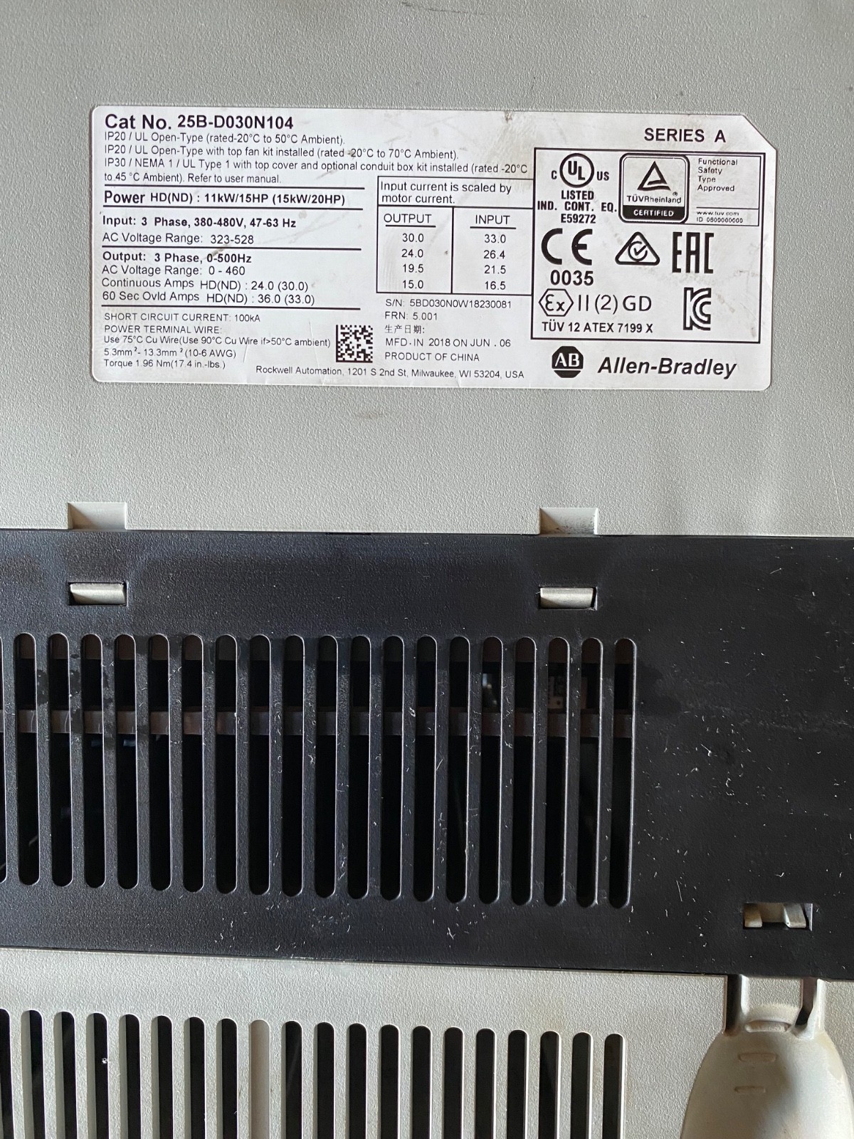 Allen Bradley Powerflex 525 25B-D030N104