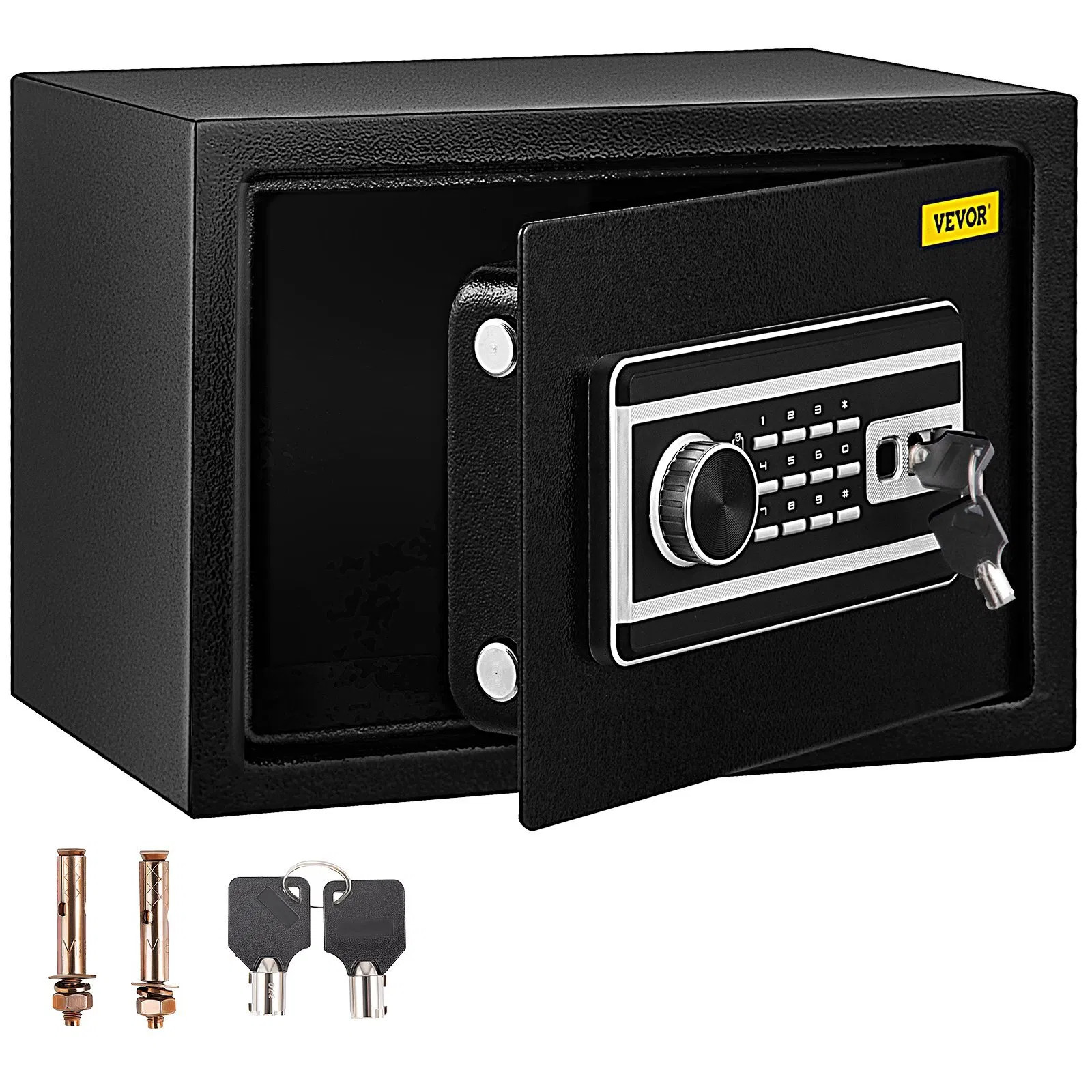 Safe Box, 0.8 CU.FT Fingerprint Safe Box for Money with 2 Keys & Digital Keypad,