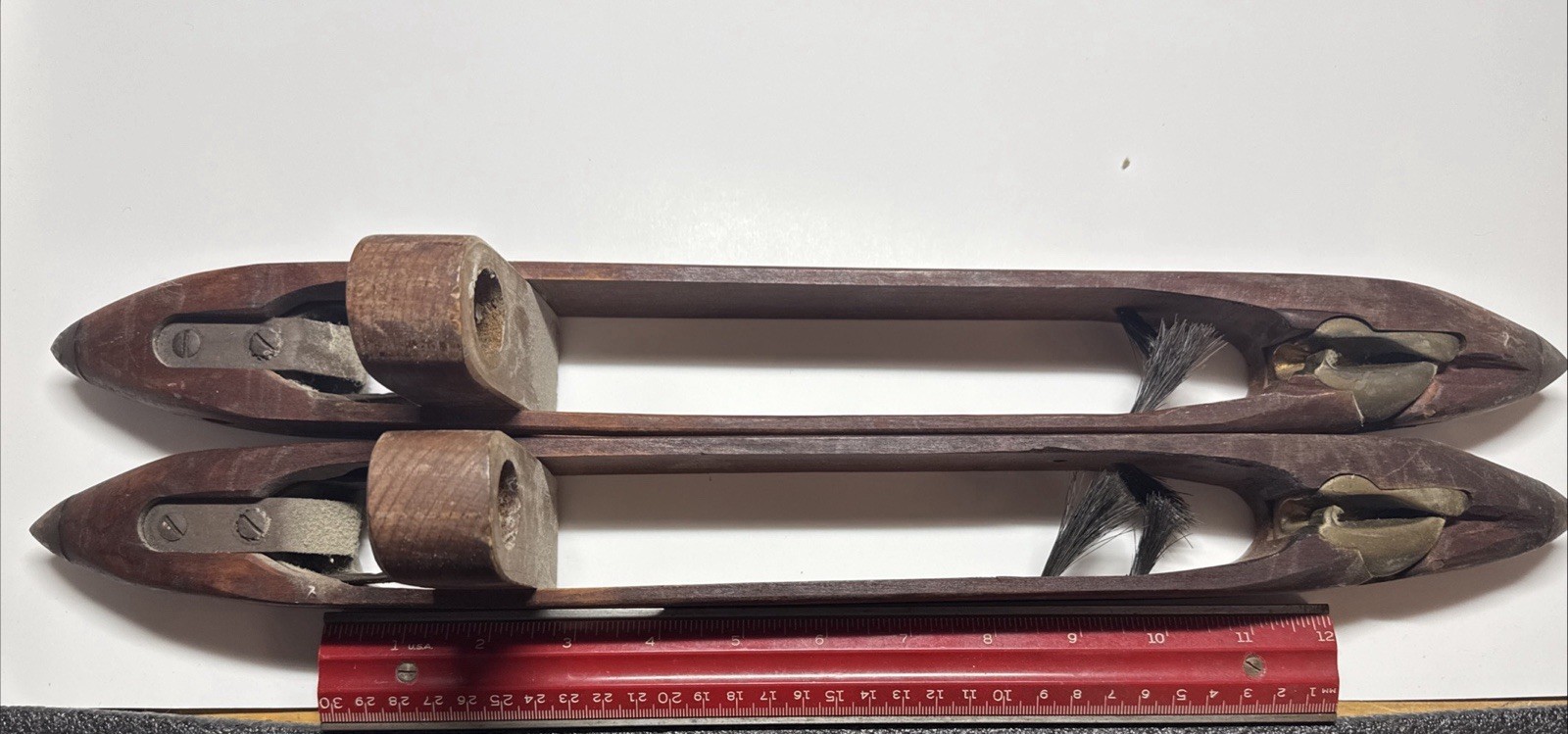 Antique Vintage Wooden Wood Textile Mill Weaving Loom Shuttle Large 18” lot of 2