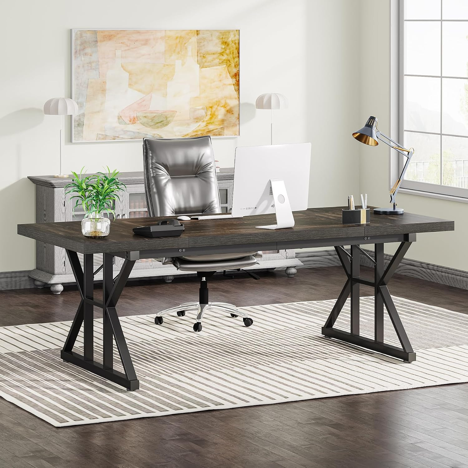 Tribesigns 70.8-Inch Executive Desk, Large Computer Office Desk Workstation, Mod